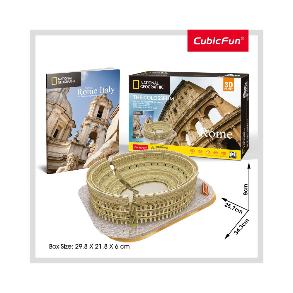 PUZZLE 3D + BROSURA - COLOSSEUM 131 PIESE - CUBICFUN (CUDS0976H) - Libelula Vesela - Jucarii