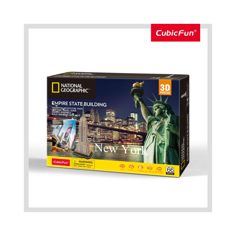 PUZZLE 3D + BROSURA - EMPIRE STATE BUILDING 66 PIESE - CUBICFUN (CUDS0977H) - Libelula Vesela - Jucarii