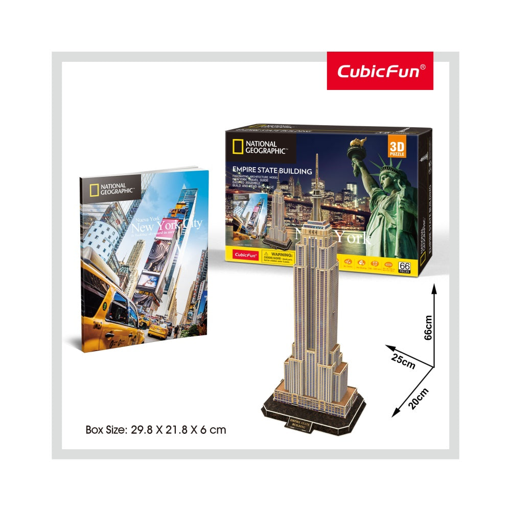 PUZZLE 3D + BROSURA - EMPIRE STATE BUILDING 66 PIESE - CUBICFUN (CUDS0977H) - Libelula Vesela - Jucarii