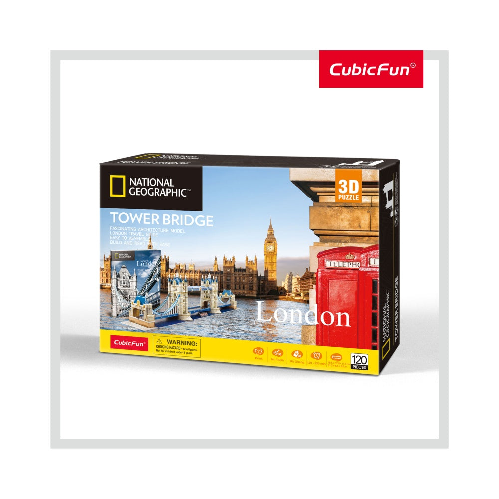 PUZZLE 3D + BROSURA - TOWER BRIDGE 120 PIESE - CUBICFUN (CUDS0978H) - Libelula Vesela - Jucarii