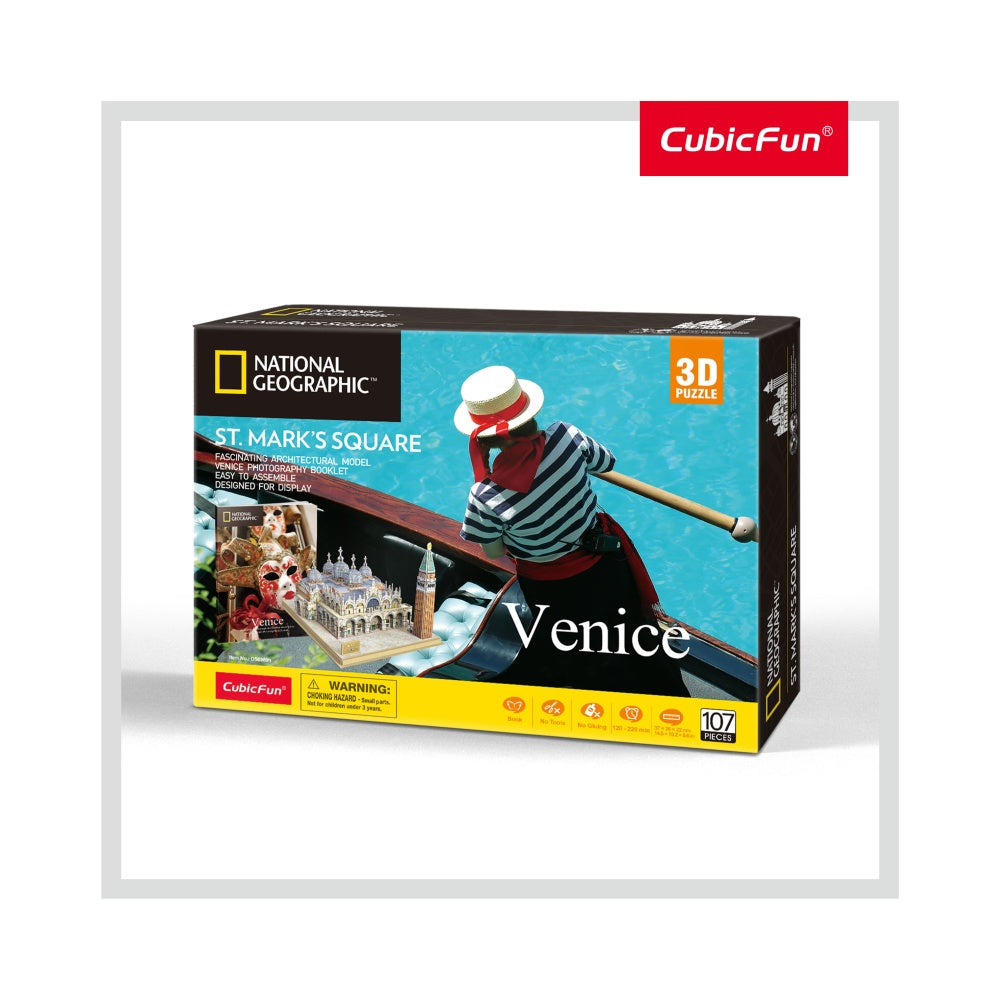 PUZZLE 3D + BROSURA - PIATA SAN MARCO 107 PIESE - CUBICFUN (CUDS0980H) - Libelula Vesela - Jucarii