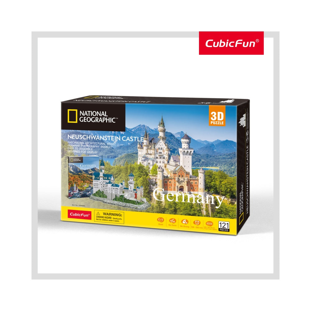 PUZZLE 3D + BROSURA - CASTELUL NEUSCHWANSTEIN 121 PIESE - CUBICFUN (CUDS0990H) - Libelula Vesela - Jucarii