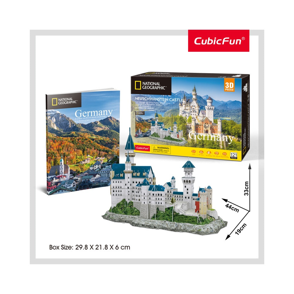PUZZLE 3D + BROSURA - CASTELUL NEUSCHWANSTEIN 121 PIESE - CUBICFUN (CUDS0990H) - Libelula Vesela - Jucarii