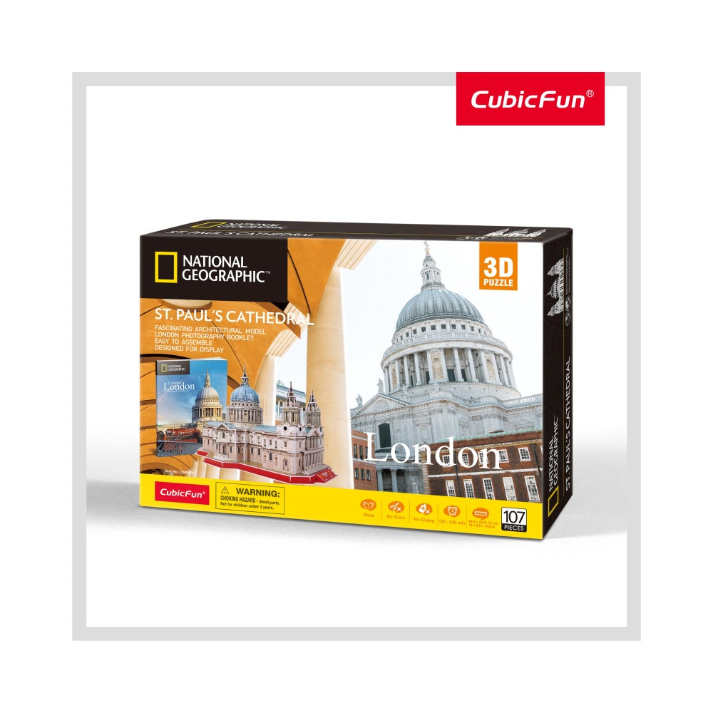 PUZZLE 3D + BROSURA - CATEDRALA ST. PAUL 107 PIESE - CUBICFUN (CUDS0991H) - Libelula Vesela - Jucarii