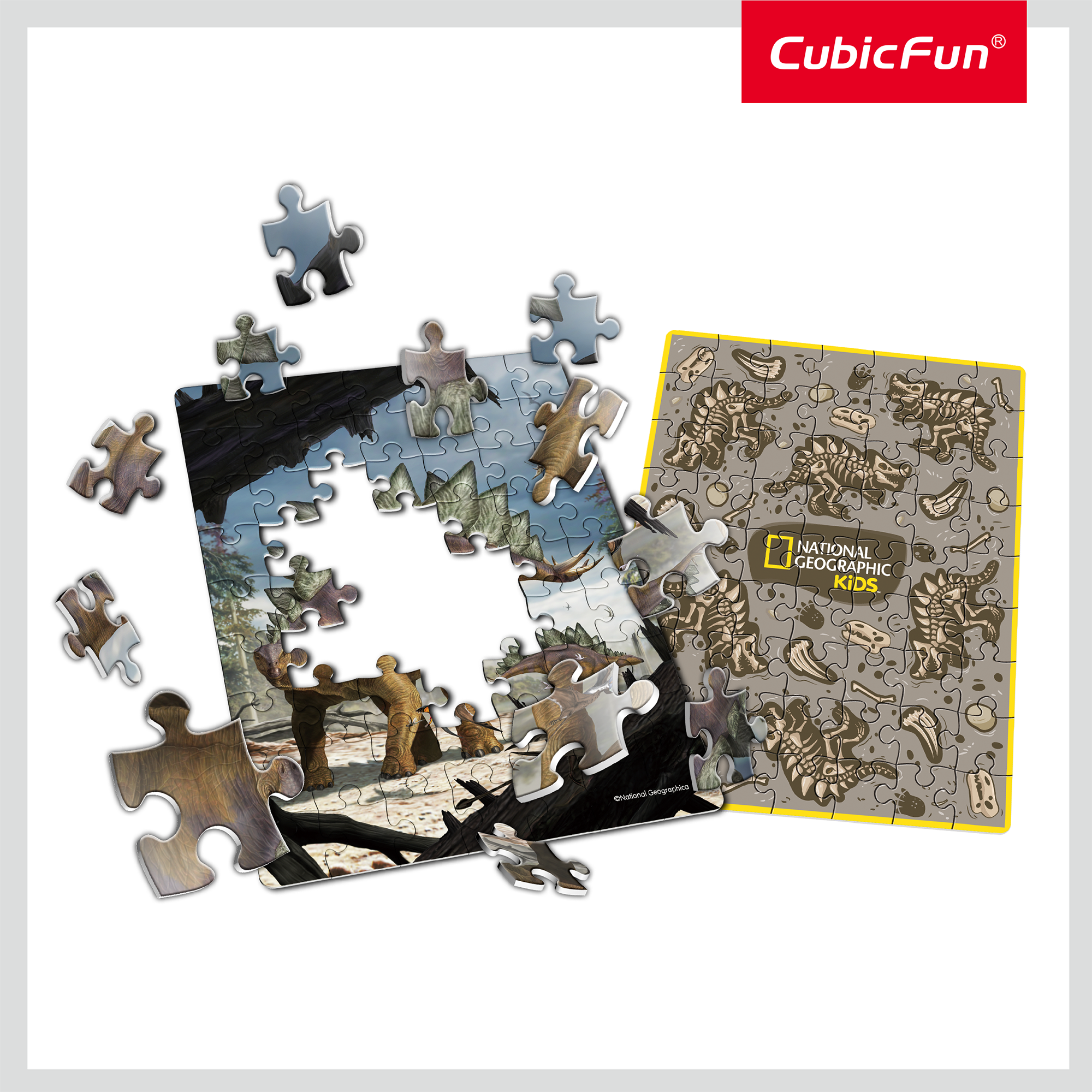 CUBIC FUN - PUZZLE IN CUTIE STEGOSAURUS 63 PIESE - CUBIC FUN (CUDS1043h) - Libelula Vesela - Jucarii