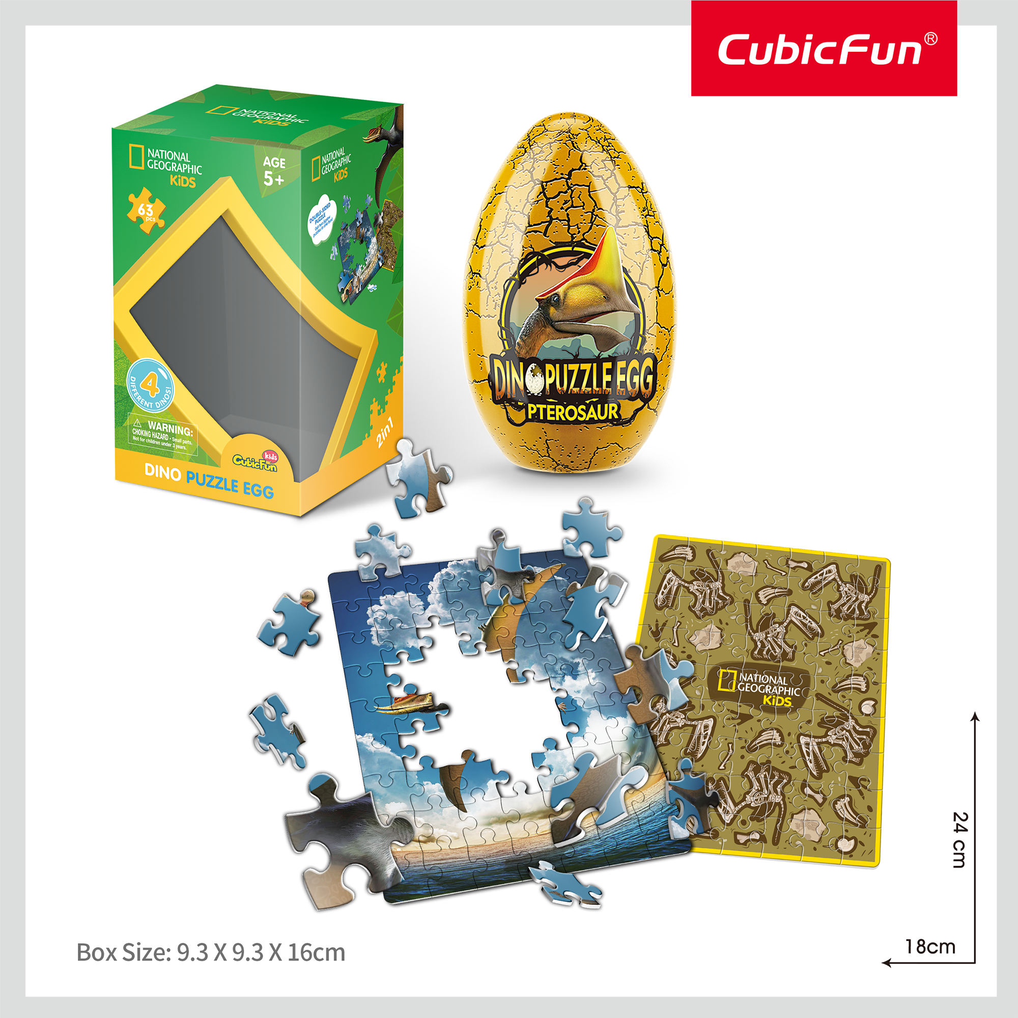 CUBIC FUN - PUZZLE IN CUTIE PTEROSAUR 63 PIESE - CUBIC FUN (CUDS1044h) - Libelula Vesela - Jucarii