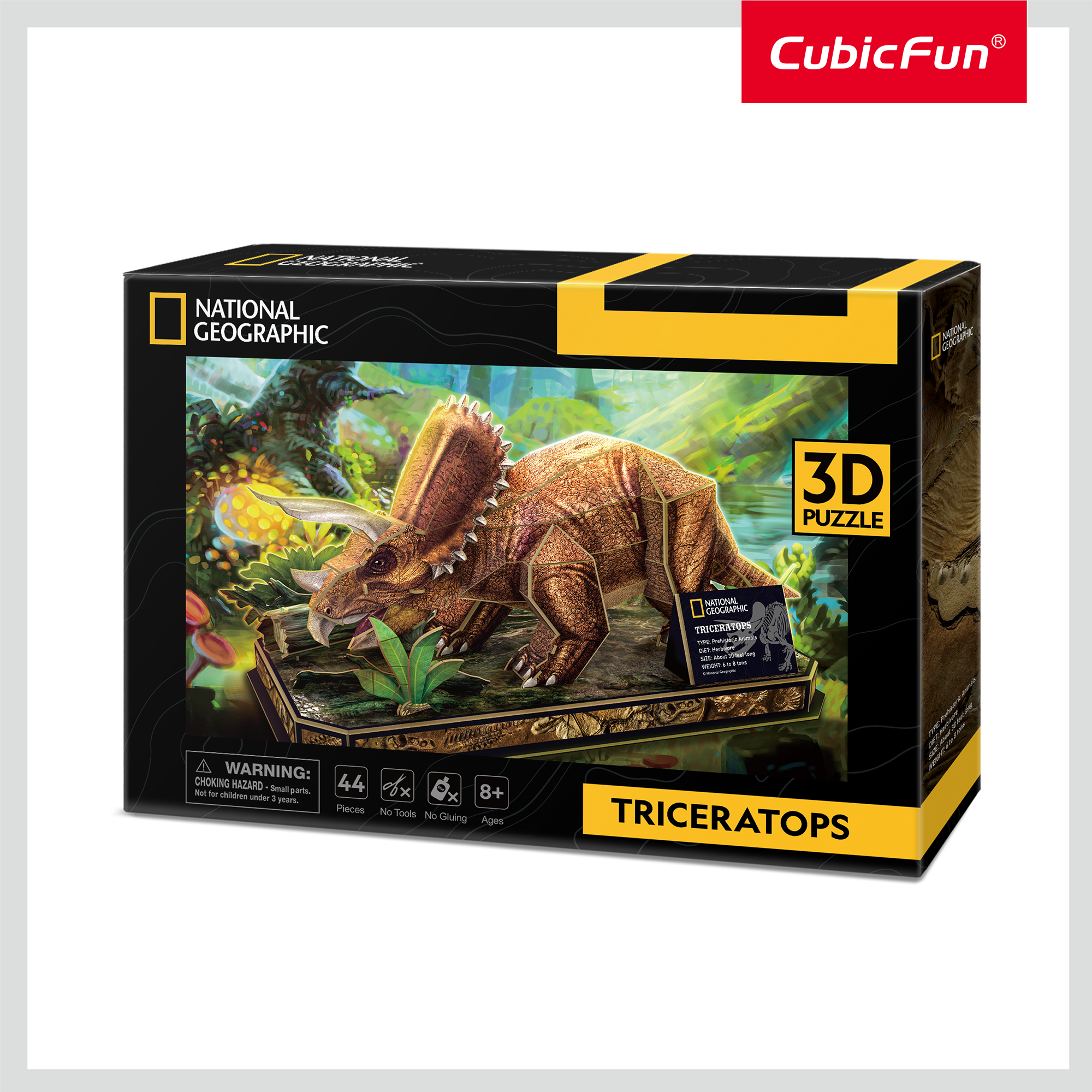 CUBIC FUN - PUZZLE 3D TRICERATOPS 44 PIESE - CUBIC FUN (CUDS1052h) - Libelula Vesela - Jucarii