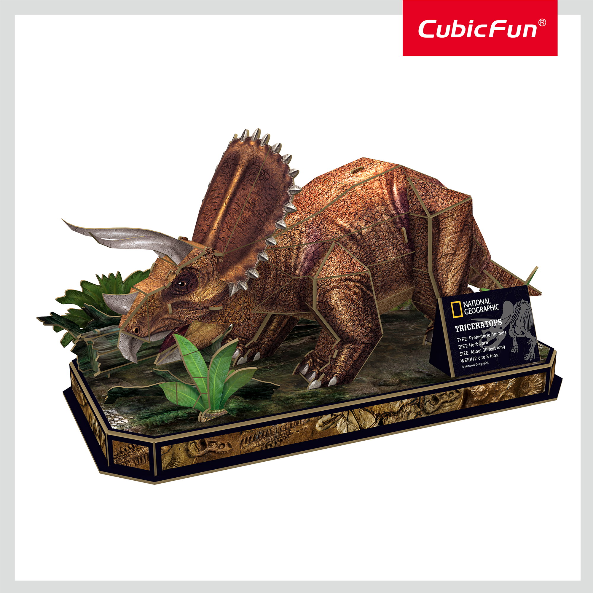 CUBIC FUN - PUZZLE 3D TRICERATOPS 44 PIESE - CUBIC FUN (CUDS1052h) - Libelula Vesela - Jucarii
