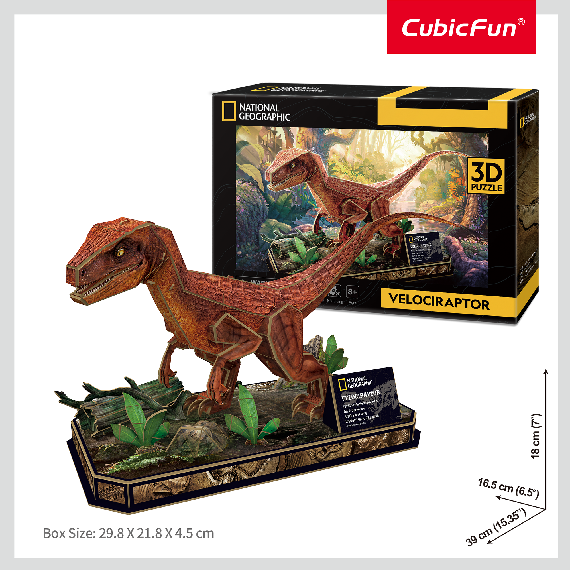CUBIC FUN - PUZZLE 3D VELOCIRAPTOR 63 PIESE - CUBIC FUN (CUDS1053h) - Libelula Vesela - Jucarii