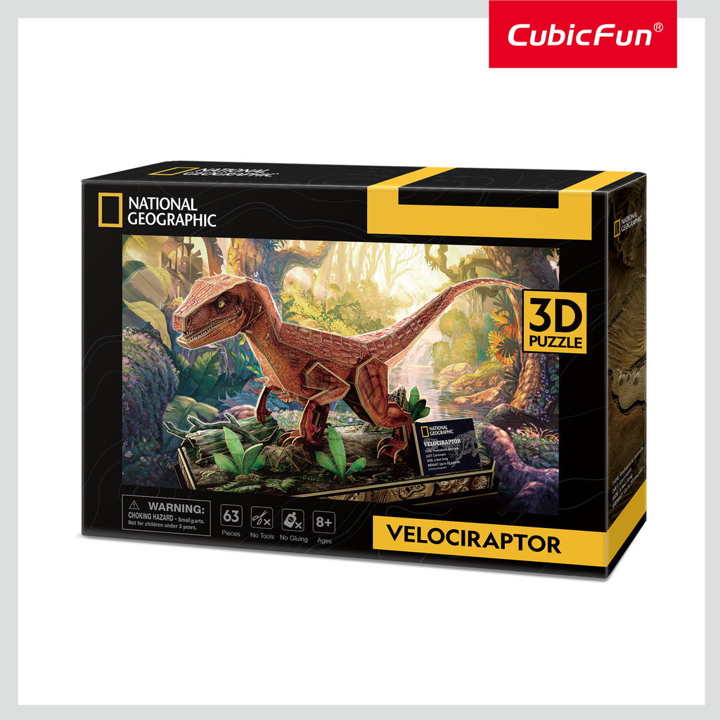 CUBIC FUN - PUZZLE 3D VELOCIRAPTOR 63 PIESE - CUBIC FUN (CUDS1053h) - Libelula Vesela - Jucarii