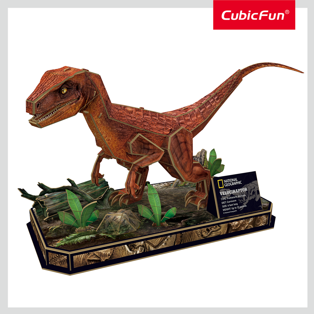 CUBIC FUN - PUZZLE 3D VELOCIRAPTOR 63 PIESE - CUBIC FUN (CUDS1053h) - Libelula Vesela - Jucarii