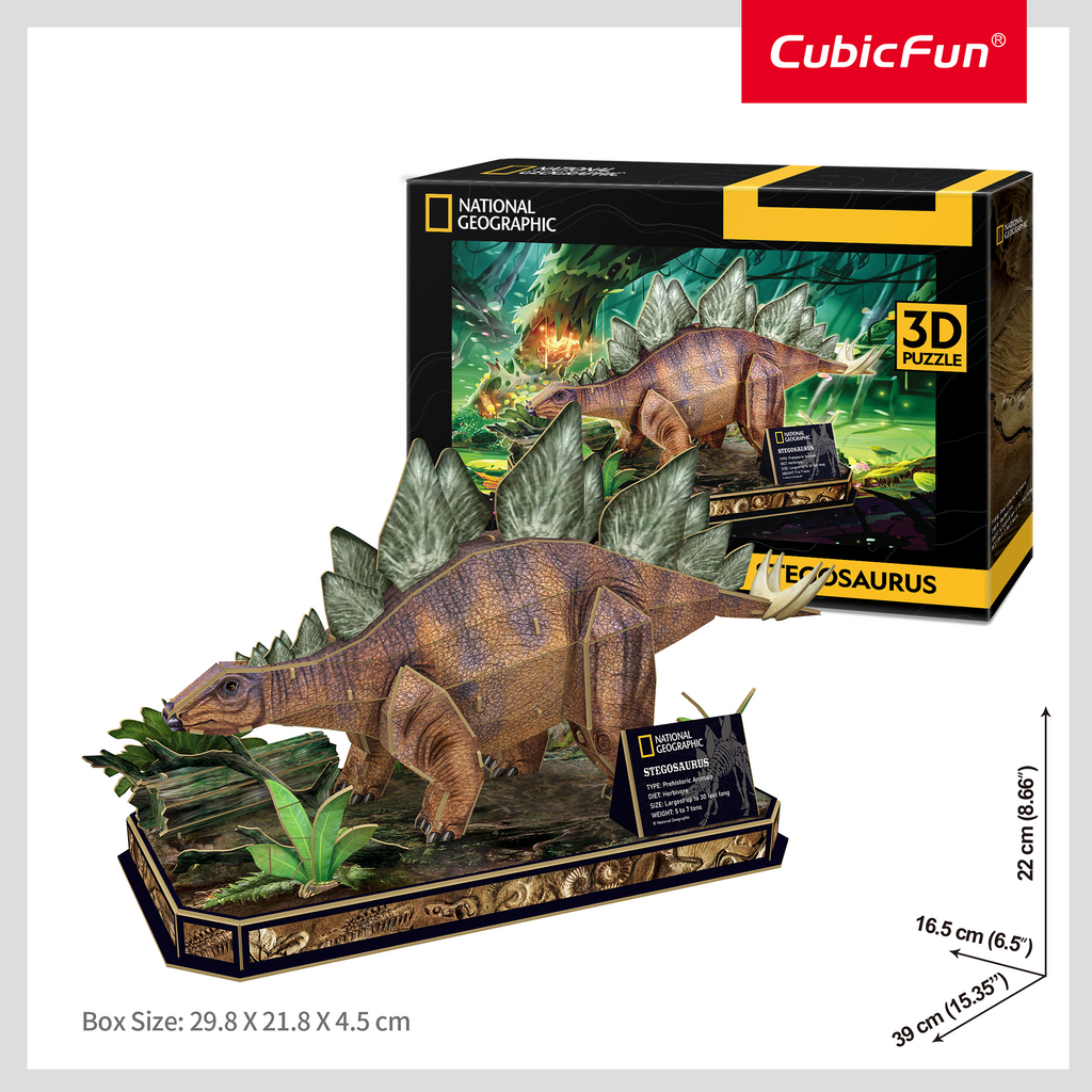 CUBIC FUN - PUZZLE 3D STEGOSAURUS 62 PIESE - CUBIC FUN (CUDS1054h) - Libelula Vesela - Jucarii