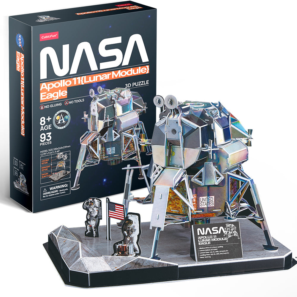 CUBIC FUN - PUZZLE 3D NASA - MODULUL LUNAR APOLLO 11, 93 PIESE - CUBIC FUN (CUDS1058h) - Libelula Vesela - Jucarii
