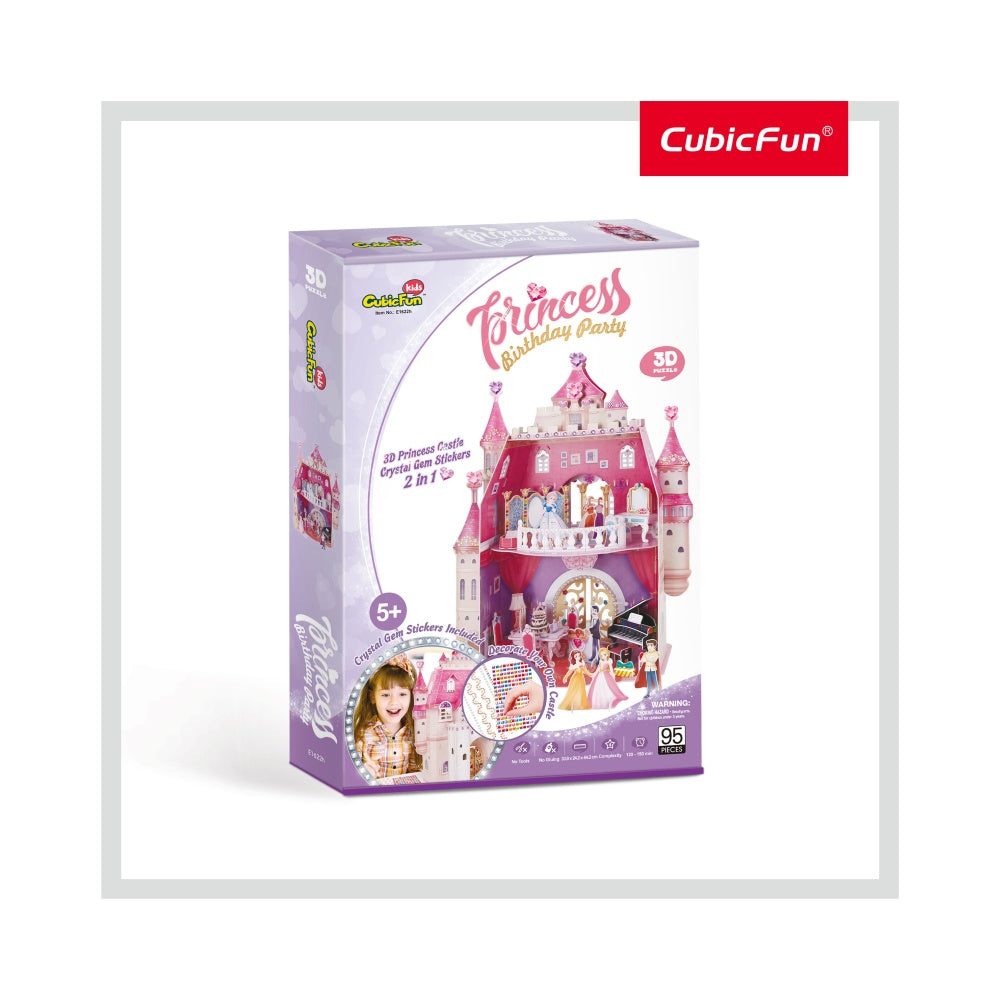 PUZZLE 3D + STICKERE ANIVERSAREA PRINTESEI 95 PIESE - CUBICFUN (CUE1622H) - Libelula Vesela - Jucarii