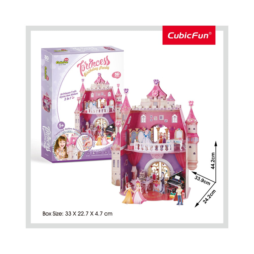 PUZZLE 3D + STICKERE ANIVERSAREA PRINTESEI 95 PIESE - CUBICFUN (CUE1622H) - Libelula Vesela - Jucarii
