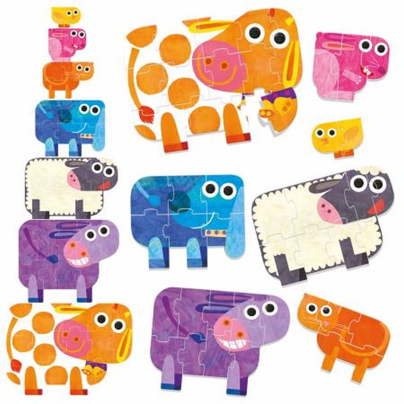 HEADU ECOPLAY - PUZZLE-URI PROGRESIVE ANIMALE MARI SI MICI - HEADU (HE28658) - Libelula Vesela - Jucarii