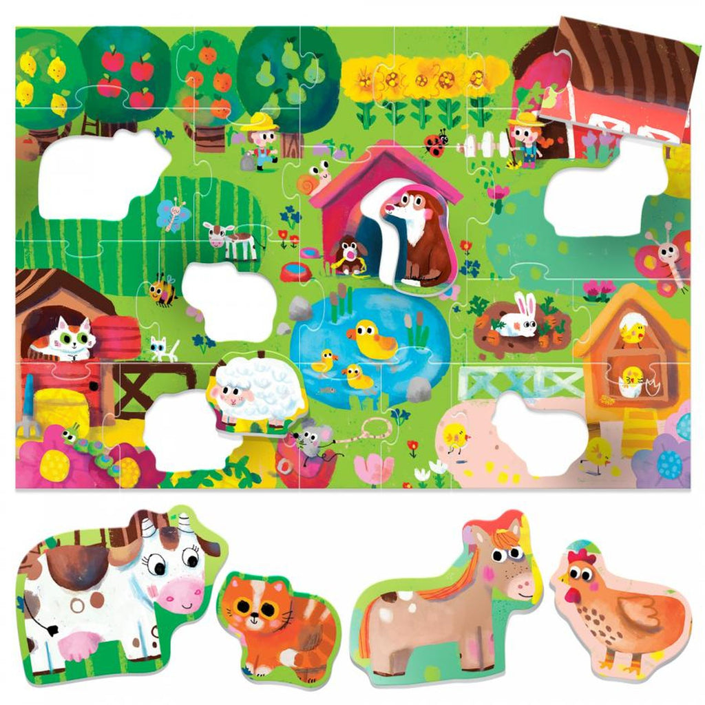 HEADU ECOPLAY - PUZZLE ANIMALUTE LA FERMA - HEADU (HE29556) - Libelula Vesela - Jucarii