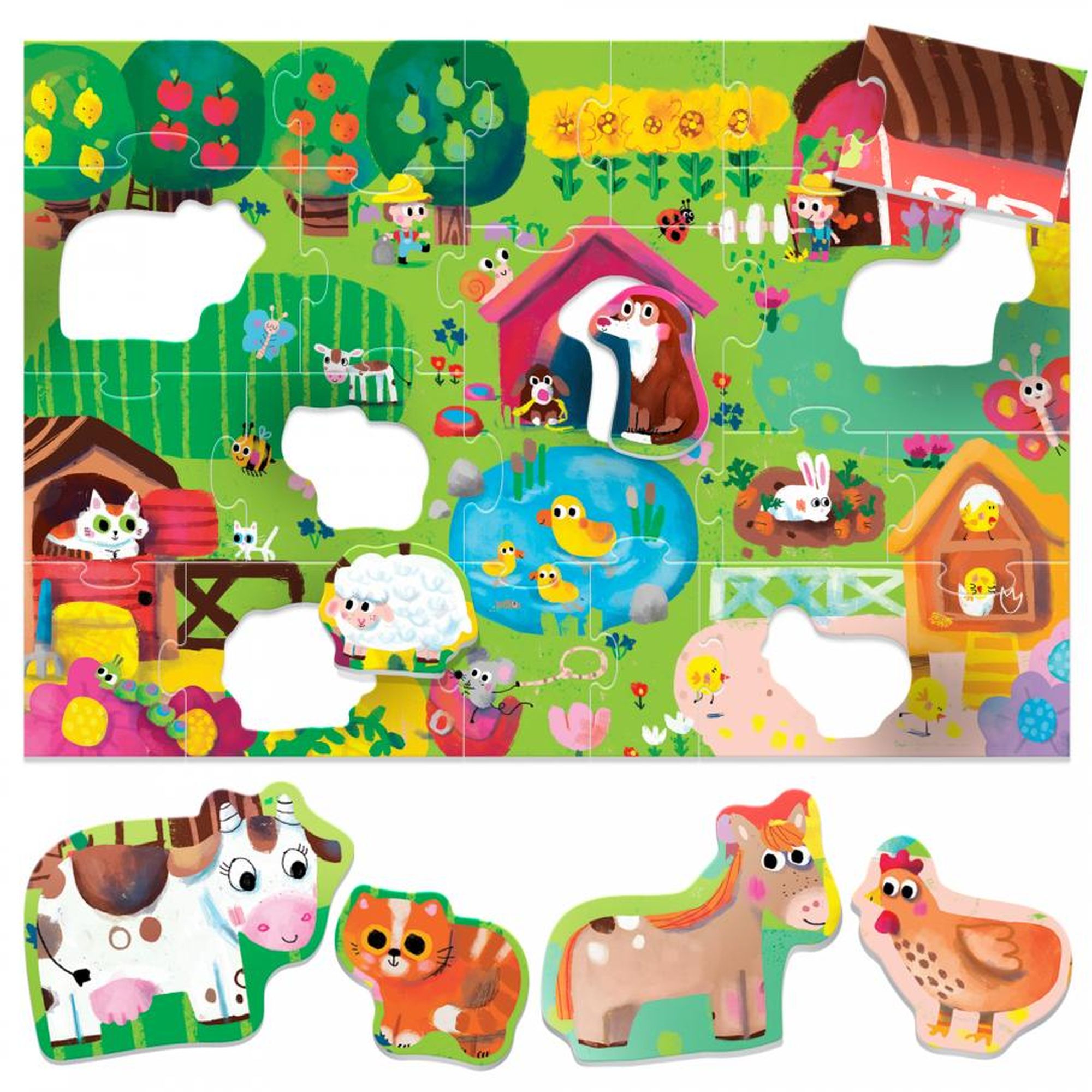 HEADU ECOPLAY - PUZZLE ANIMALUTE LA FERMA - HEADU (HE29556) - Libelula Vesela - Jucarii