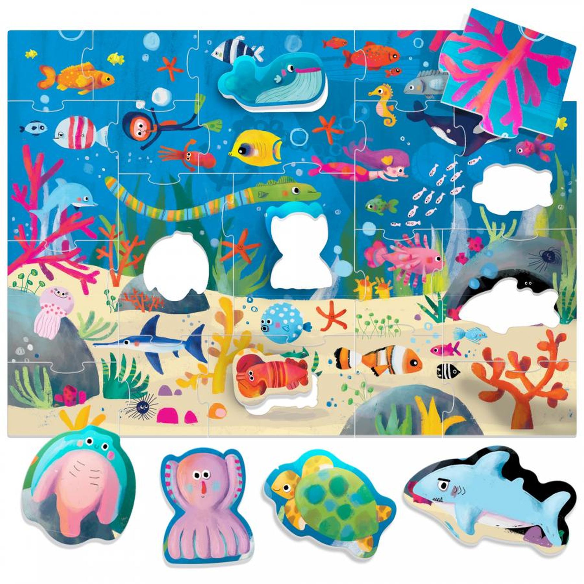 HEADU ECOPLAY - PUZZLE ANIMALUTE IN OCEAN - HEADU (HE29563) - Libelula Vesela - Jucarii