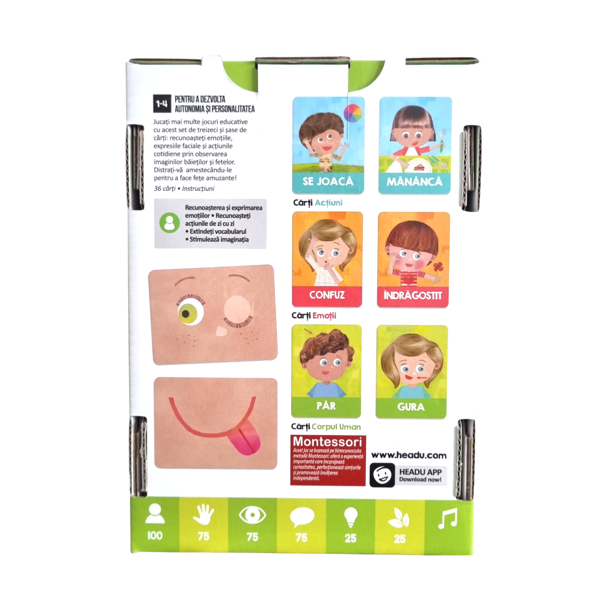 HEADU MONTESSORI - CARTI EMOTII SI ACTIUNI IN ROMANA - HEADU (HE53139) - Libelula Vesela - Jucarii