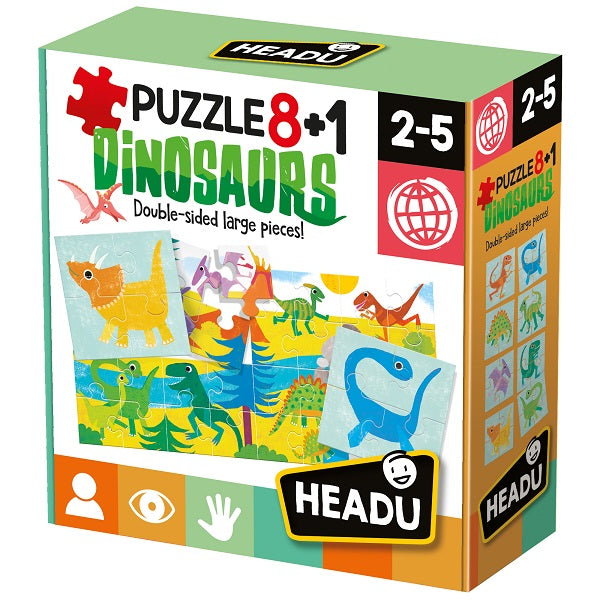 8+1 PUZZLE DINOZAURI - HEADU (HE22243) - Libelula Vesela - Jucarii