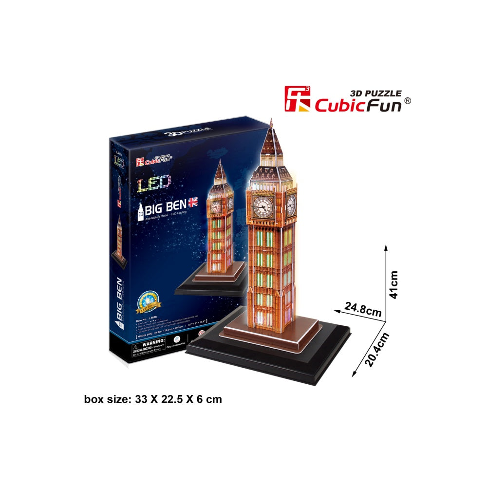 PUZZLE 3D LED BIG BEN 28 PIESE - CUBICFUN (CUL501H) - Libelula Vesela - Jucarii