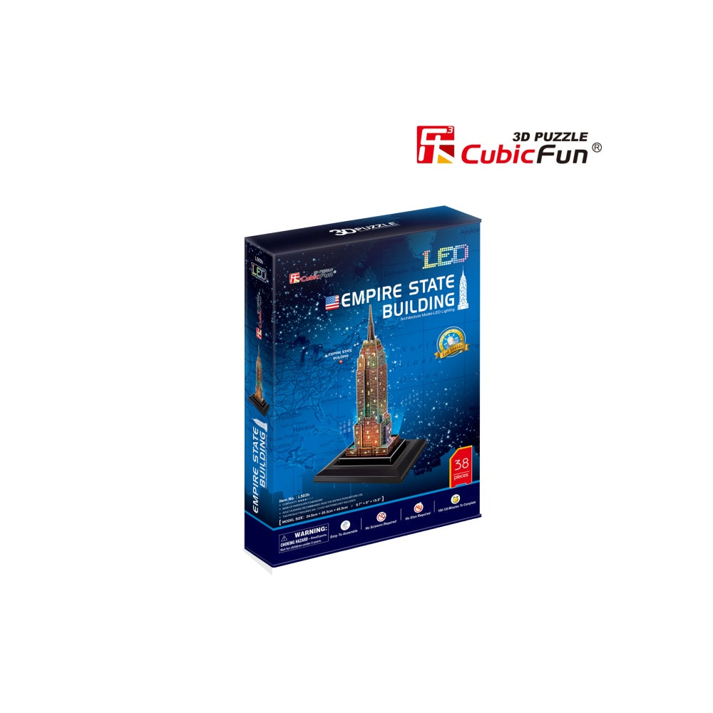 PUZZLE 3D LED EMPIRE STATE BUILDING 38 PIESE - CUBICFUN (CUL503H) - Libelula Vesela - Jucarii