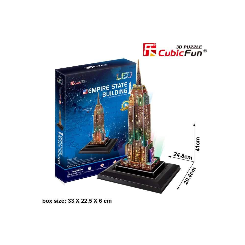 PUZZLE 3D LED EMPIRE STATE BUILDING 38 PIESE - CUBICFUN (CUL503H) - Libelula Vesela - Jucarii