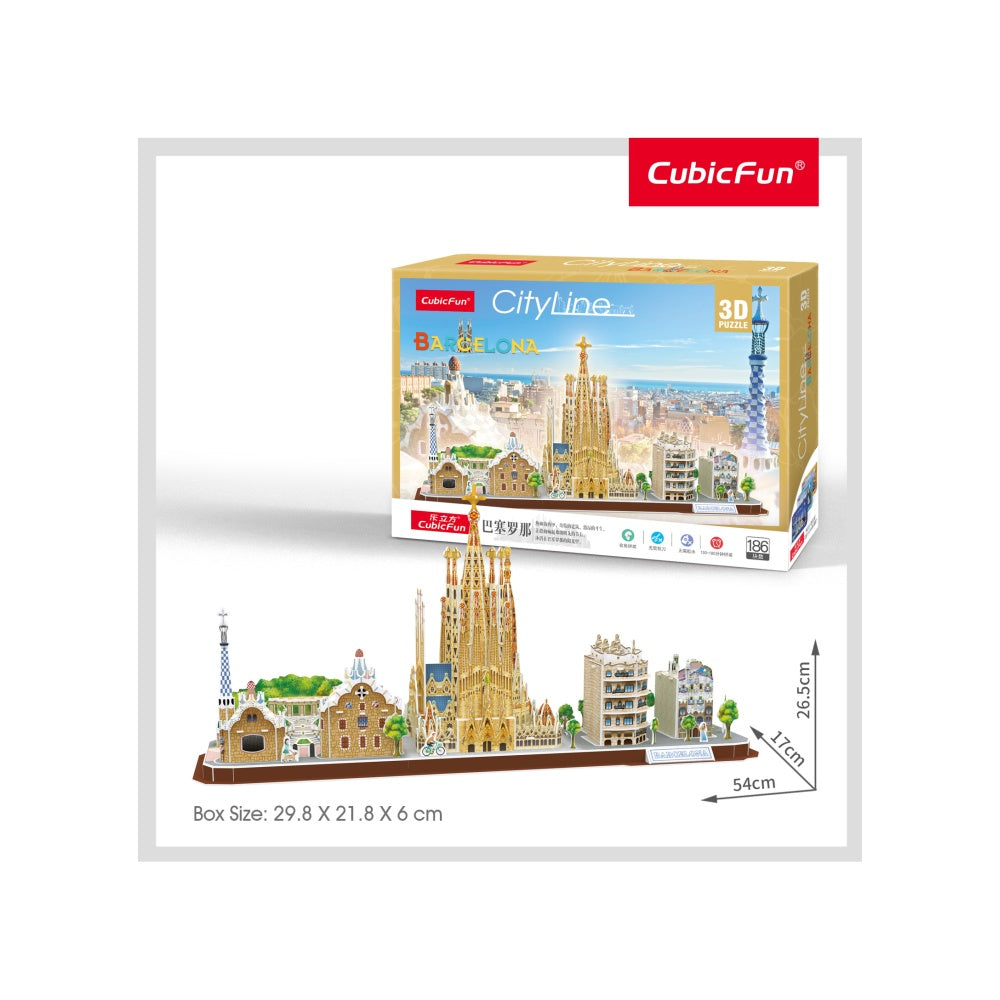 PUZZLE 3D BARCELONA 186 PIESE - CUBICFUN (CUMC256H) - Libelula Vesela - Jucarii