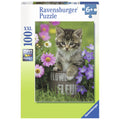 PUZZLE PISICUTA INTRE FLORI, 100 PIESE - RAVENSBURGER (RVSPC10847) - Libelula Vesela - Jucarii