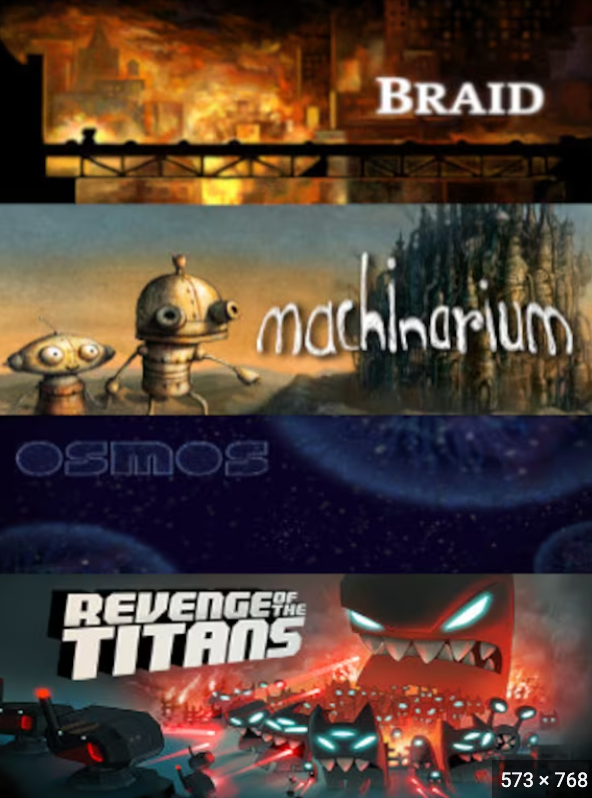 BRAID + MACHINARIUM + OSMOS + REVENGE OF THE TITANS - PC - STEAM - MULTILANGUAGE - WORLDWIDE - Libelula Vesela - Jocuri video