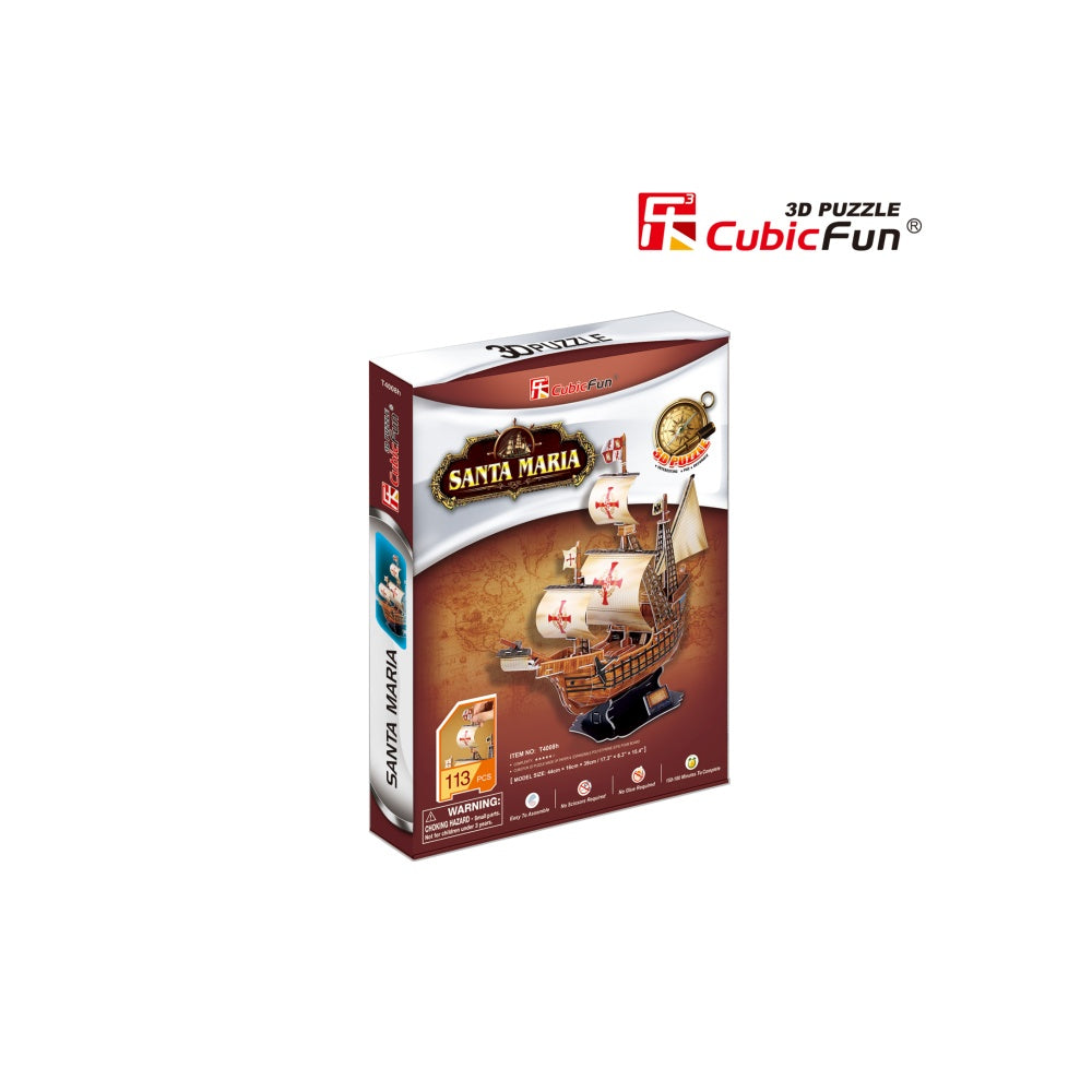 PUZZLE 3D NAVA SANTA MARIA 113 PIESE - CUBICFUN (CUT4008H) - Libelula Vesela - Jucarii
