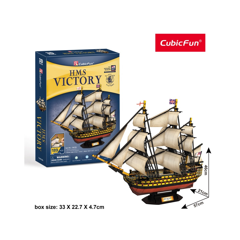 PUZZLE 3D NAVA HMS VICTORY 189 PIESE - CUBICFUN (CUT4019H) - Libelula Vesela - Jucarii