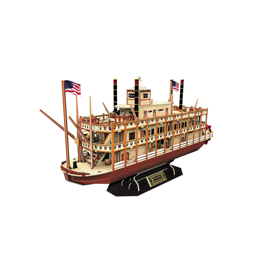PUZZLE 3D NAVA MISSISSIPPI STEAMBOAT USA 142 PIESE - CUBICFUN (CUT4026H) - Libelula Vesela - Jucarii