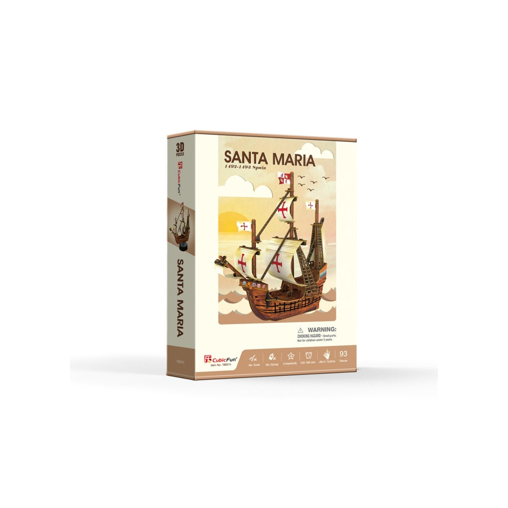 PUZZLE 3D NAVA SANTA MARIA 93 PIESE - CUBICFUN (CUT4031H) - Libelula Vesela - Jucarii