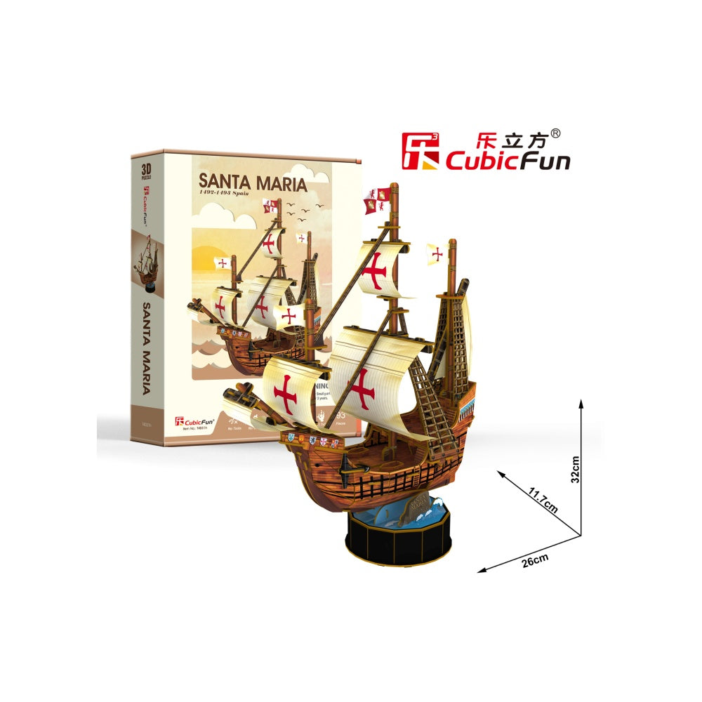 PUZZLE 3D NAVA SANTA MARIA 93 PIESE - CUBICFUN (CUT4031H) - Libelula Vesela - Jucarii