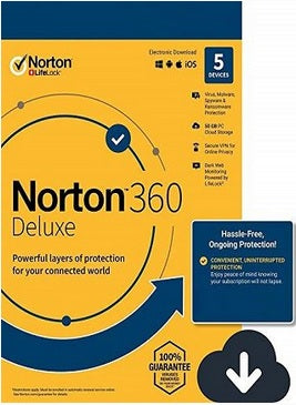 NORTON 360 DELUXE + 50 GB CLOUD STORAGE (5 DEVICES, 1 YEAR) - OFFICIAL WEBSITE - MULTILANGUAGE - EU - PC - Libelula Vesela - Jocuri video