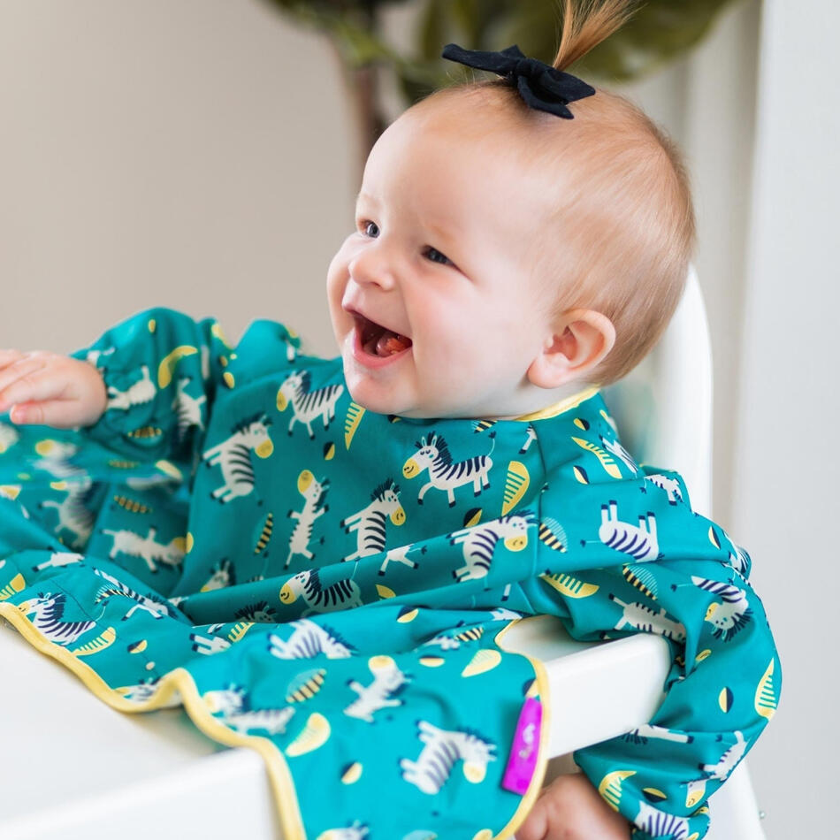 BAVETA CU MANECI SI VENTUZE - ZEBRE VESELE - TIDY TOT (CCDZ) - Libelula Vesela - Puericultura