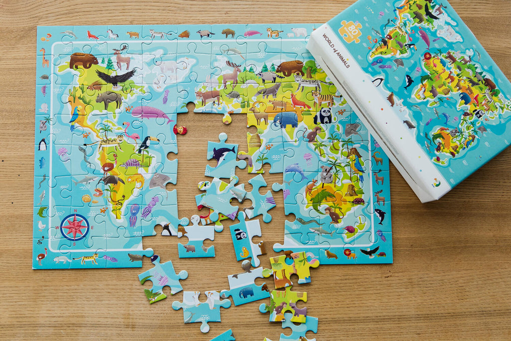 PUZZLE - HARTA ANIMALELOR LUMII (80 PIESE) - DODO (DO300133) - Libelula Vesela - Jucarii