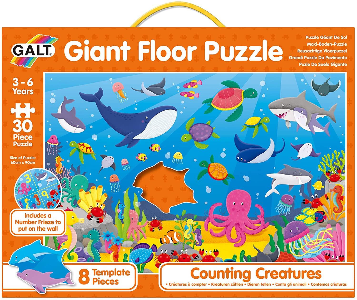 PUZZLE PODEA: NUMARAM ANIMALUTE MARINE (30 PIESE) - GALT (1005371) - Libelula Vesela - Jucarii