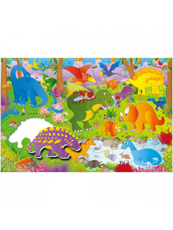 GIANT FLOOR PUZZLE: DINOZAURI (30 PIESE) (A0866B) - Libelula Vesela - Jucarii