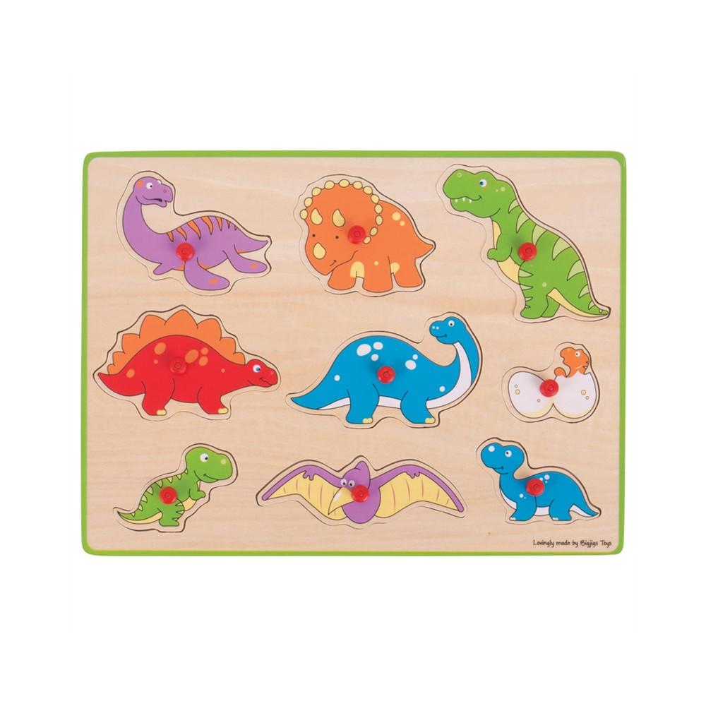 PUZZLE DIN LEMN INCASTRU - DINOZAURI - BIGJIGS (BJ257) - Libelula Vesela - Jucarii