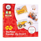 SET 3 PUZZLE DIN LEMN - VEHICULE PENTRU CONSTRUCTII - BIGJIGS (BJ817) - Libelula Vesela - Jucarii