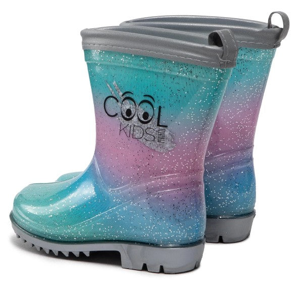 CIZME DE CAUCIUC CU MARGINE REFLECTORIZANTA - MARIMI 22-31 ROZ ALBASTRU - PERLETTI (PE15597) - Libelula Vesela - Incaltaminte