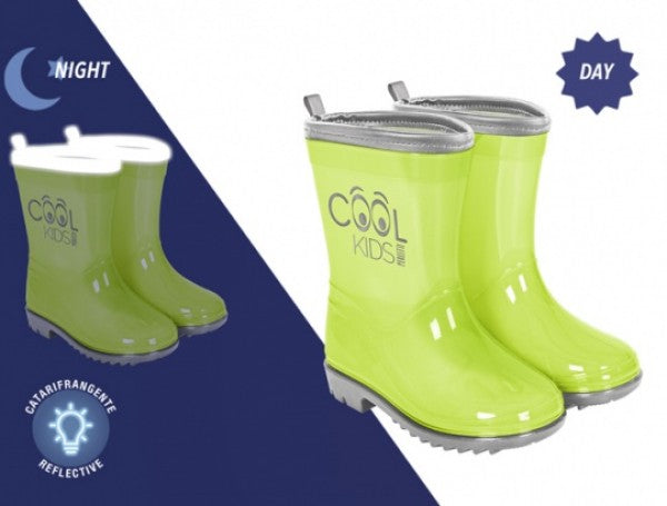 CIZME DE CAUCIUC SEMITRANSPARENTE CU MARGINE REFLECTORIZANTA - MARIMI 22-31 VERZI - PERLETTI (PE15539) - Libelula Vesela - Incaltaminte