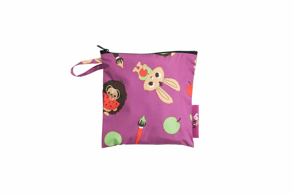 LONG BIB WITH POCKET - HAPPY ANIMALS - TIDY TOT (LLBPP)