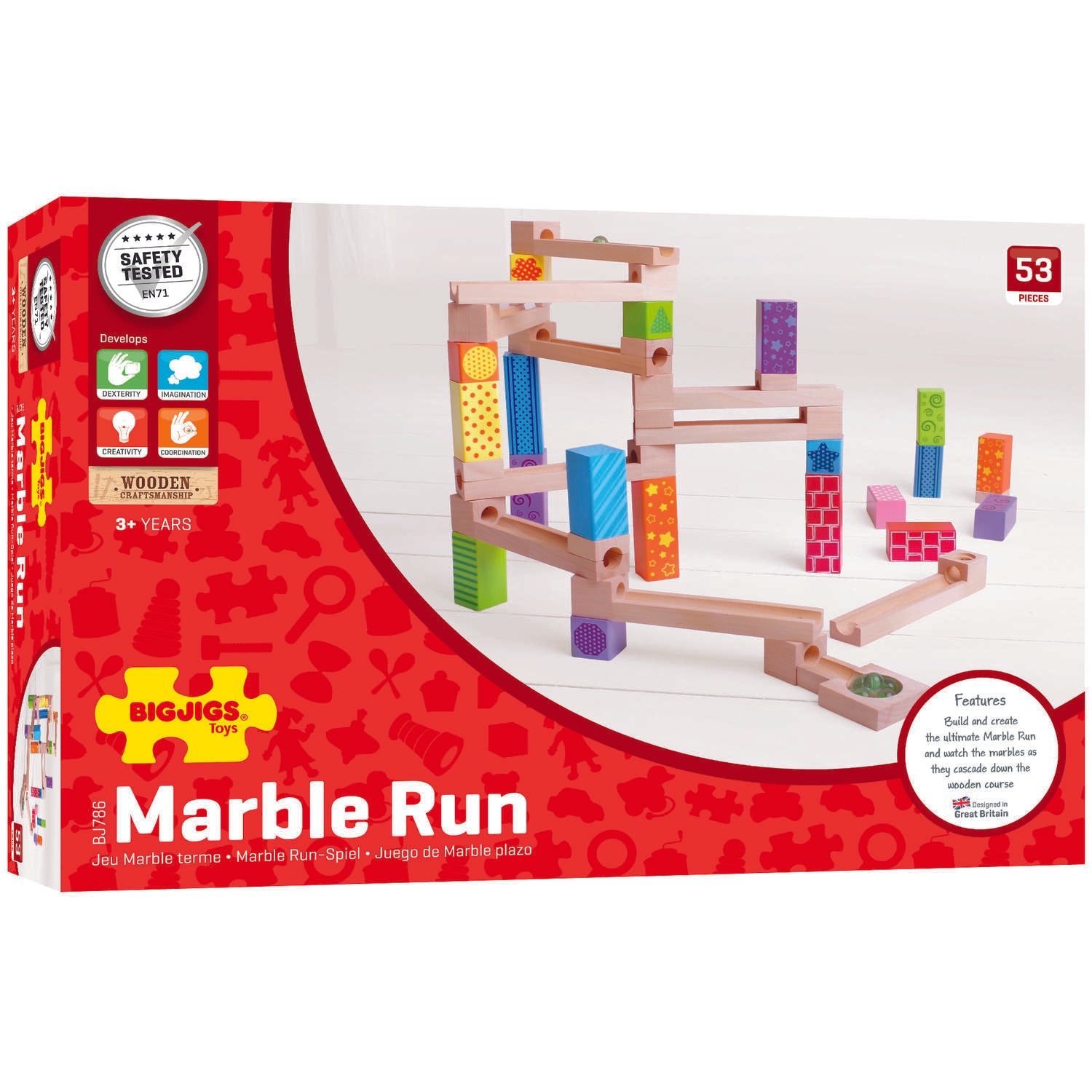 MARBLE RUN DIN LEMN - BIGJIGS (BJ786) - Libelula Vesela - Jucarii