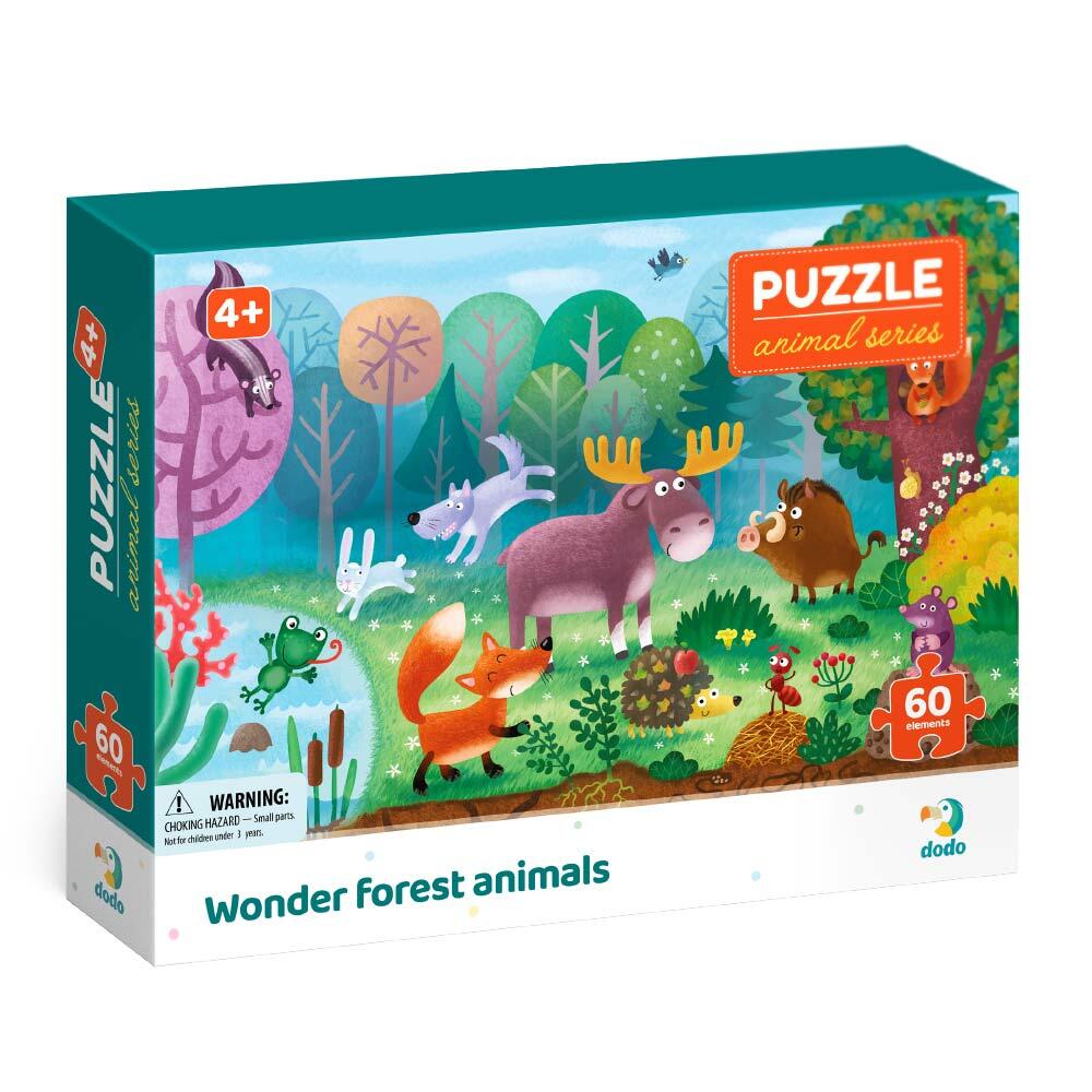 PUZZLE - MINUNATELE ANIMALUTE DIN PADURE (60 PIESE) - DODO (DO300375) - Libelula Vesela - Jucarii