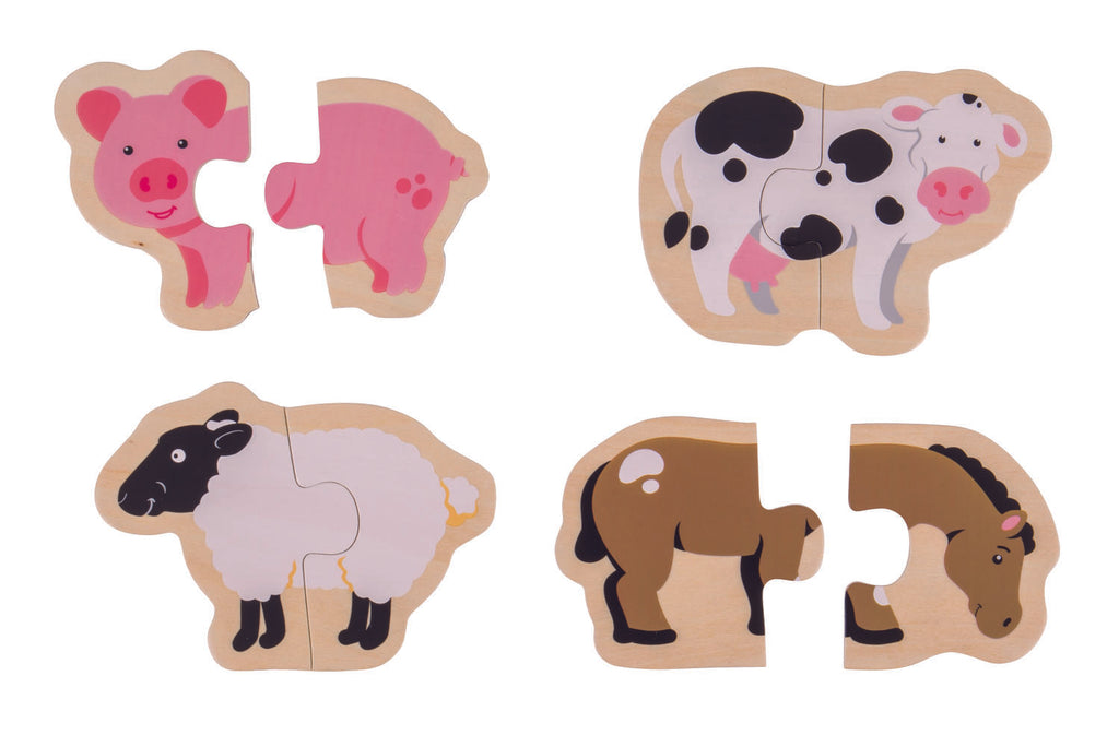 PUZZLE - ANIMALE DE LA FERMA - BIGJIGS (BJ228) - Libelula Vesela - Jucarii