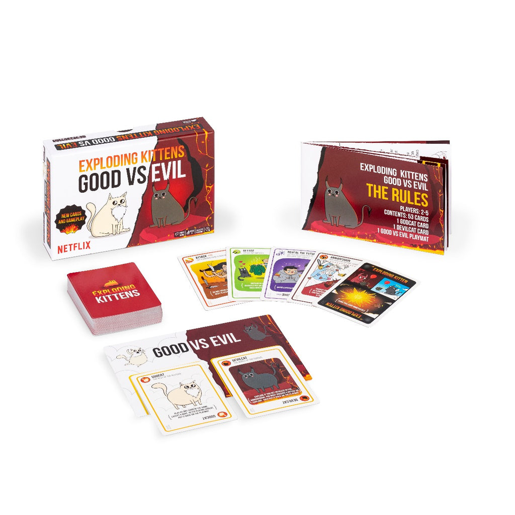 JOC DE SOCIETATE EXPLODING KITTENS: BINE VS RAU - EXPLODING KITTENS (EKIEK12RO) - Libelula Vesela - Jucarii
